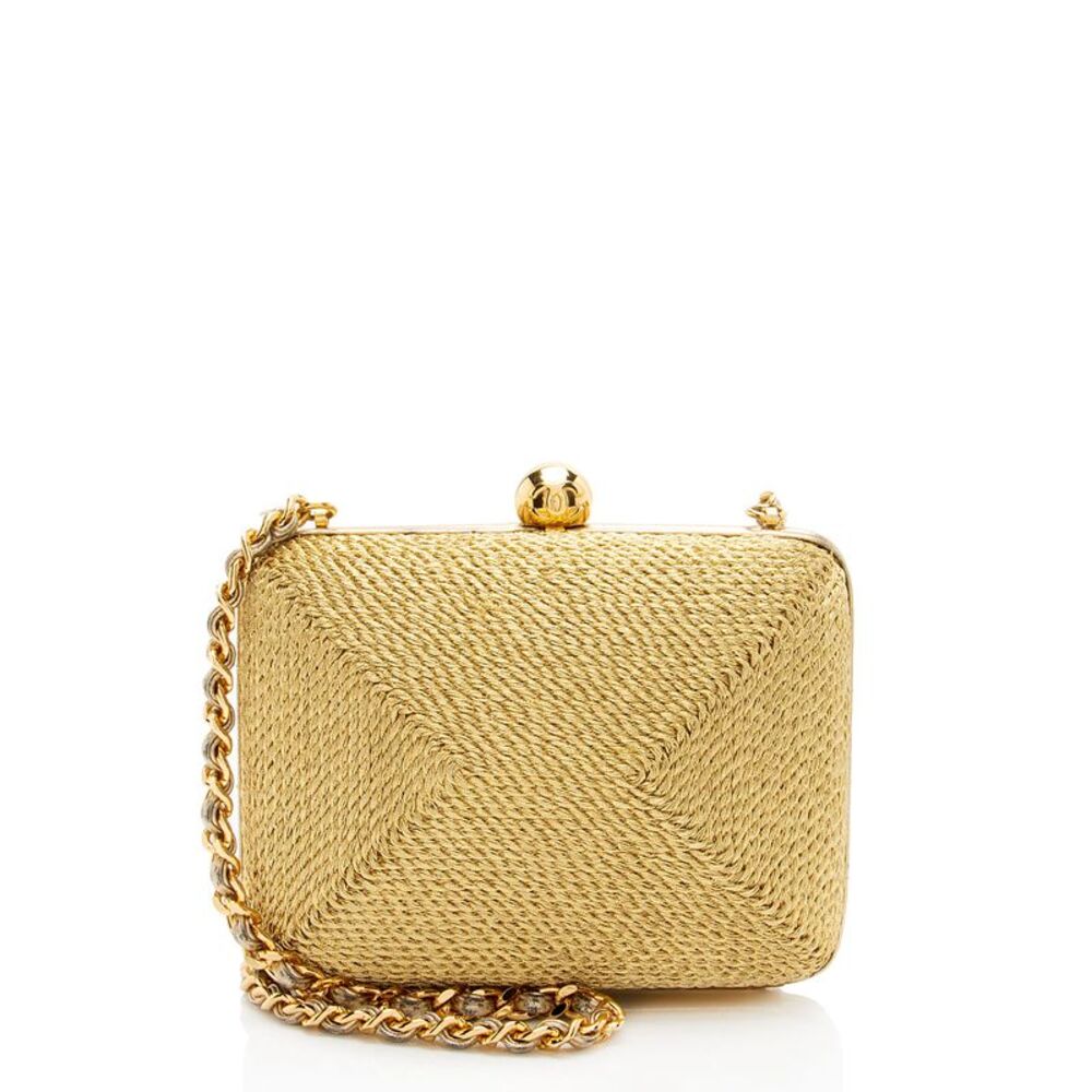 Chanel Vintage Woven Coco Mark Clamshell Shoulder Bag